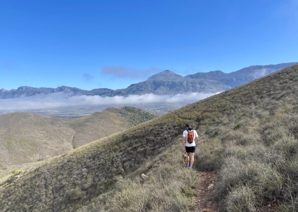 Hiker on the trails in Greyton